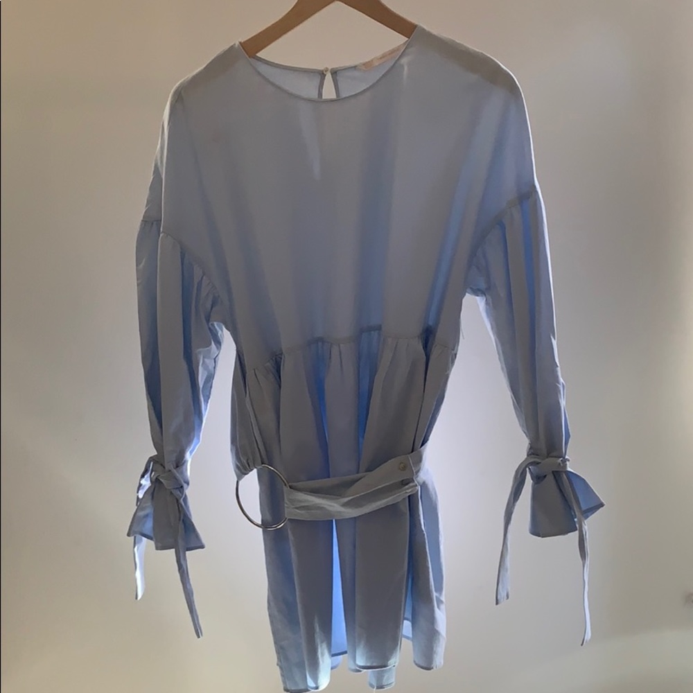 Zara light blue cotton dress